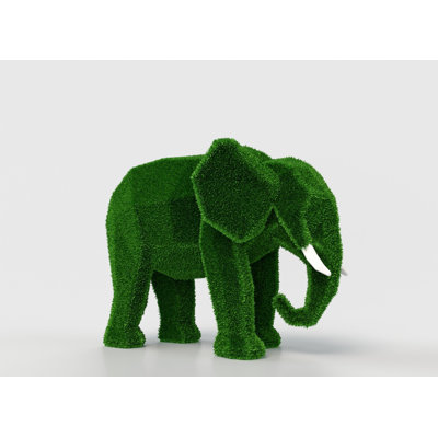 Outdoor Animal Polygonal Elephant Topiary Green Figures