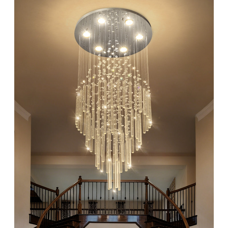 Lustre à DEL avec lumières à intensité variable moderne, H 40 po x l 19,7 po x P 19,7 po, Argent argent, Six lumières