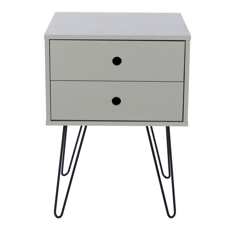Kiefer 2 Drawer Bedside Table, Grey