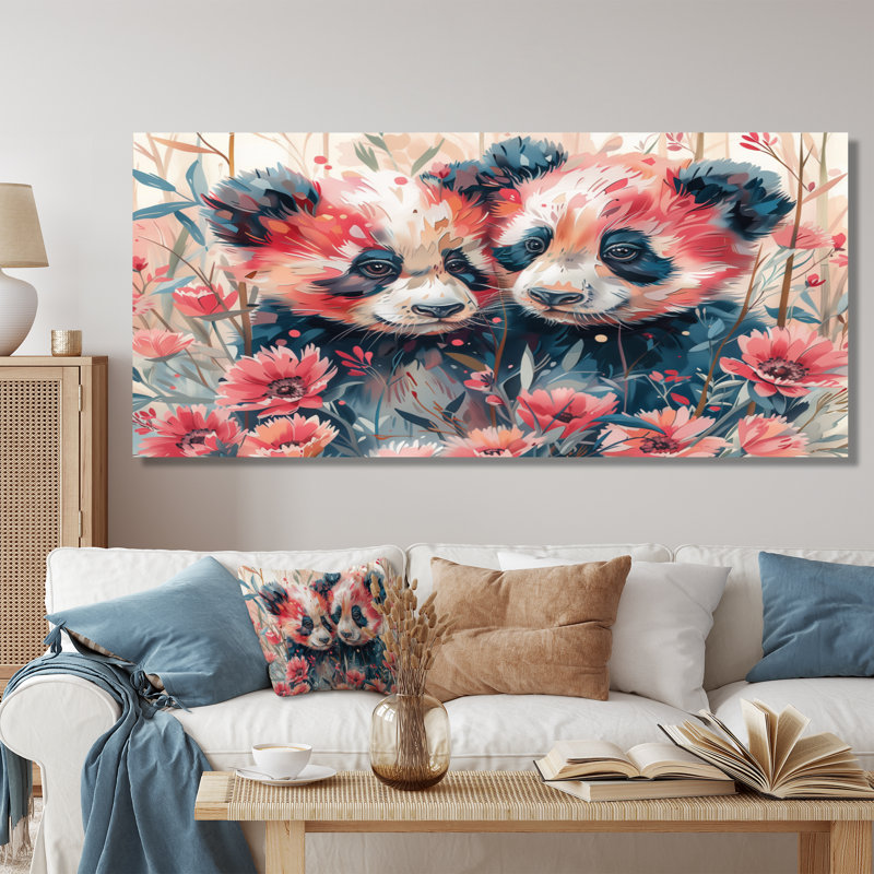 Tobiah - panda, art mural, H 28 po x l 60 po, Toile tendue