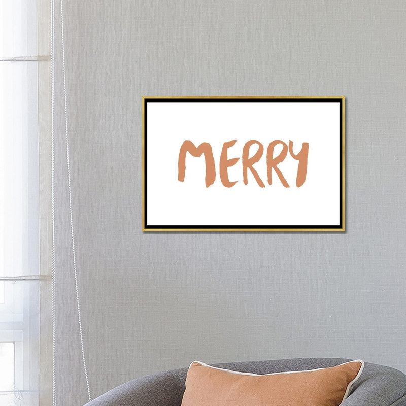 « Merry » par Orara studio-impression d’art textuel, Pas de tapis, Toile encadrée d'or, H 18 po x l 26 po x P 1,5 po