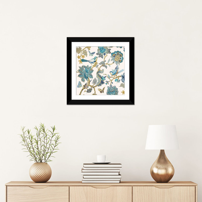 «Passing Thru II», reproduction d'art sur toile en bleu sarcelle, H 16 po x l 16 po x P 1 po, Papier beaux-arts encadré noir