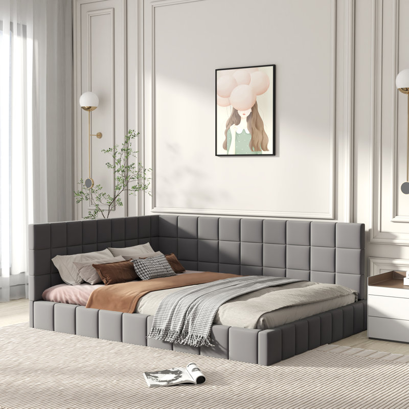Wasili Upholstered Platform Bed, Gray