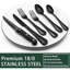 Ensemble de couverts 24 pièces avec couteaux à steak noir, ensemble de couverts noir pour 4 personnes, ensemble de couverts en acier inoxydable de qualité alimentaire, ensemble d'ustensiles à finition miroir pour restaurant maison, bord nacré