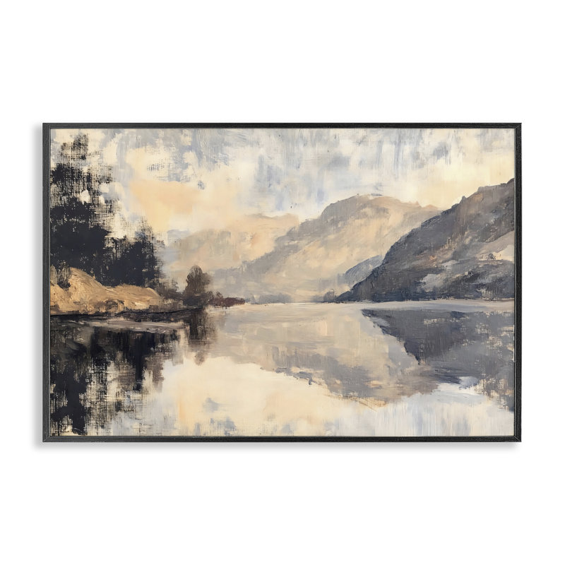 Brushed Mountain Reflection Framed Giclee, design by LSR Creative Studio, 12" H x 18" W, Midnight Black Framed Giclee