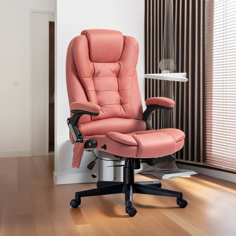 Fauteuil de bureau de massage Executive - Vibration 6 points et chaleur lombaire - Inclinaison 125 ° - Hauteur réglable - Revêtement en microfibre