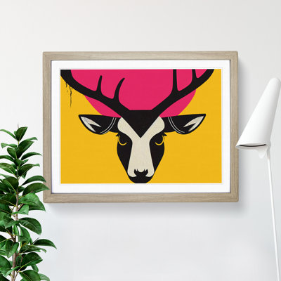 An Electrifying Stag Deer Pop Art - Framed Print