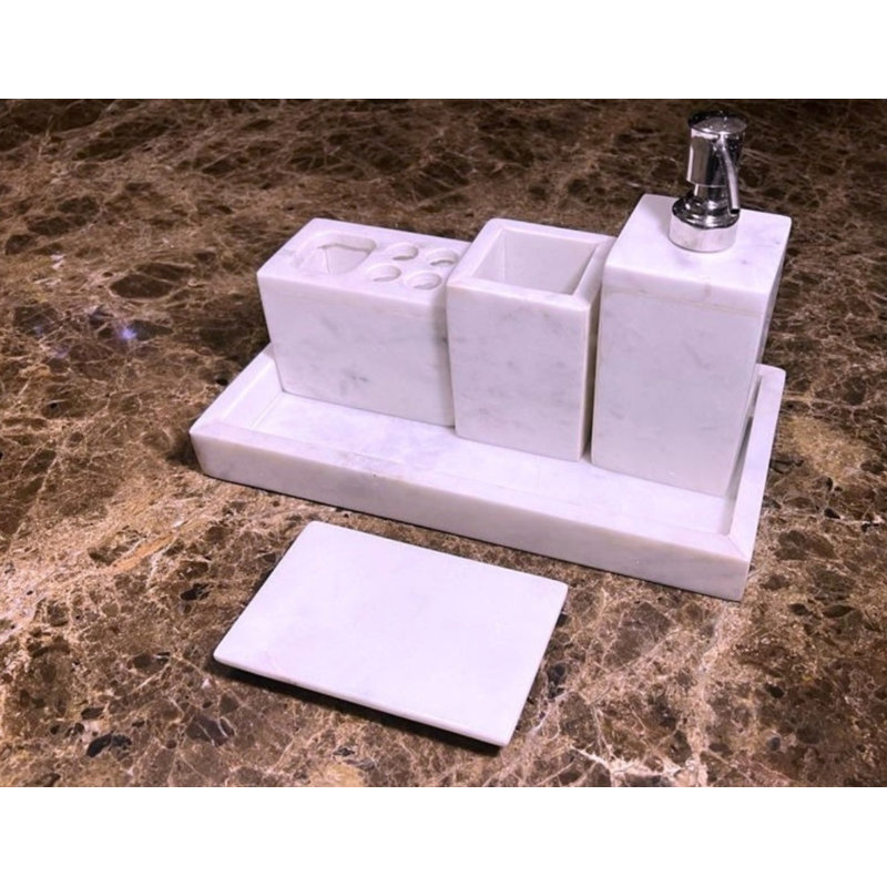 Earna Marble Bathroom Accessory Set