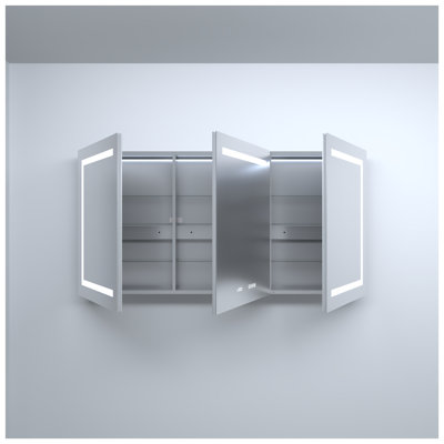 60 in. W x 30 in. H Rectangular Silver Aluminum LED Recessed or Surface Mount Bathroom Mirror