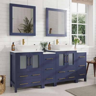  72" Double Bathroom Vanity Set with Mirror