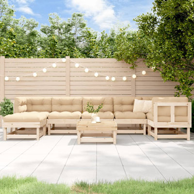 8 Piece Garden Lounge Set Solid Wood Pine