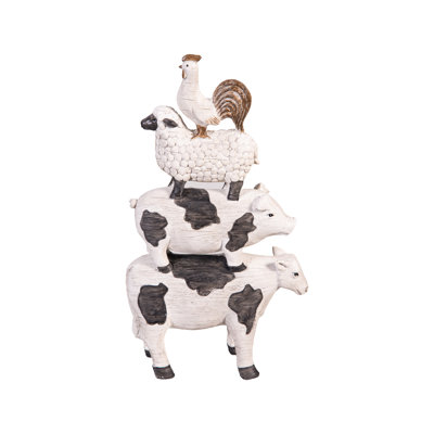 Stacked Farm Animals Resin Garden Statue, 13.5in
