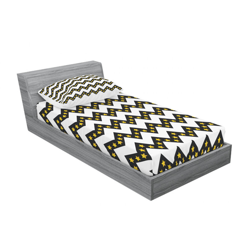Microfiber Chevron Sheet Set, Twin XL Sheet Set with Fitted Sheet