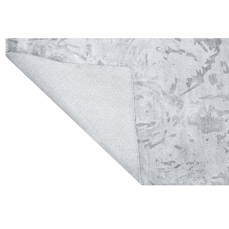 Tapis gris et argent noué à la main de haute qualité, Rectangle, de 3 pi 10 po x 5 pi 10 po