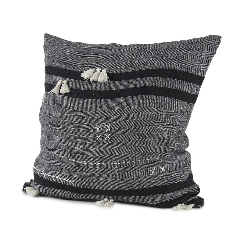Housse de coussin décoratif gris foncé