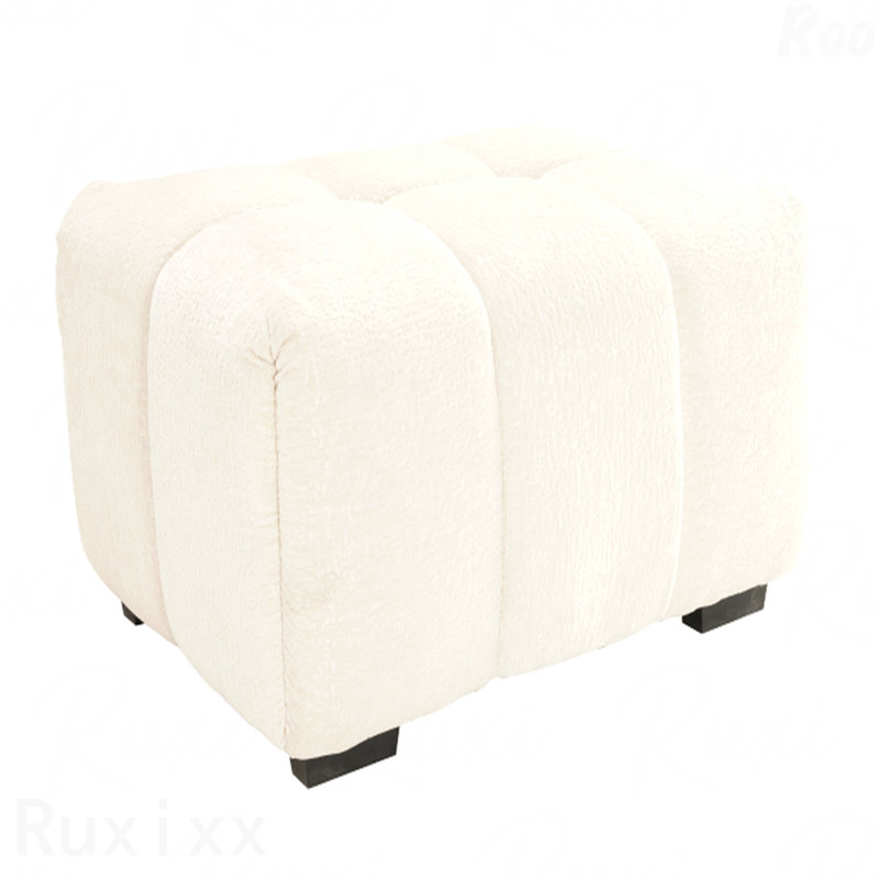 Siège sans accoudoirs avec repose-pieds en tissu, Blanc