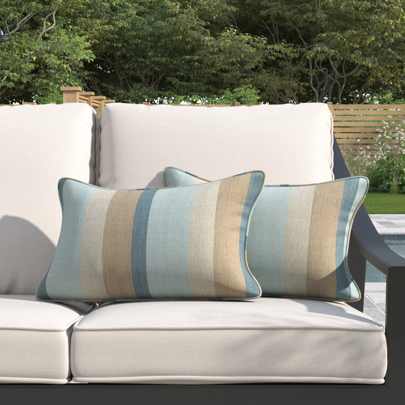 Striped Outdoor Reversible Throw Pillow, 13"H x 20"W