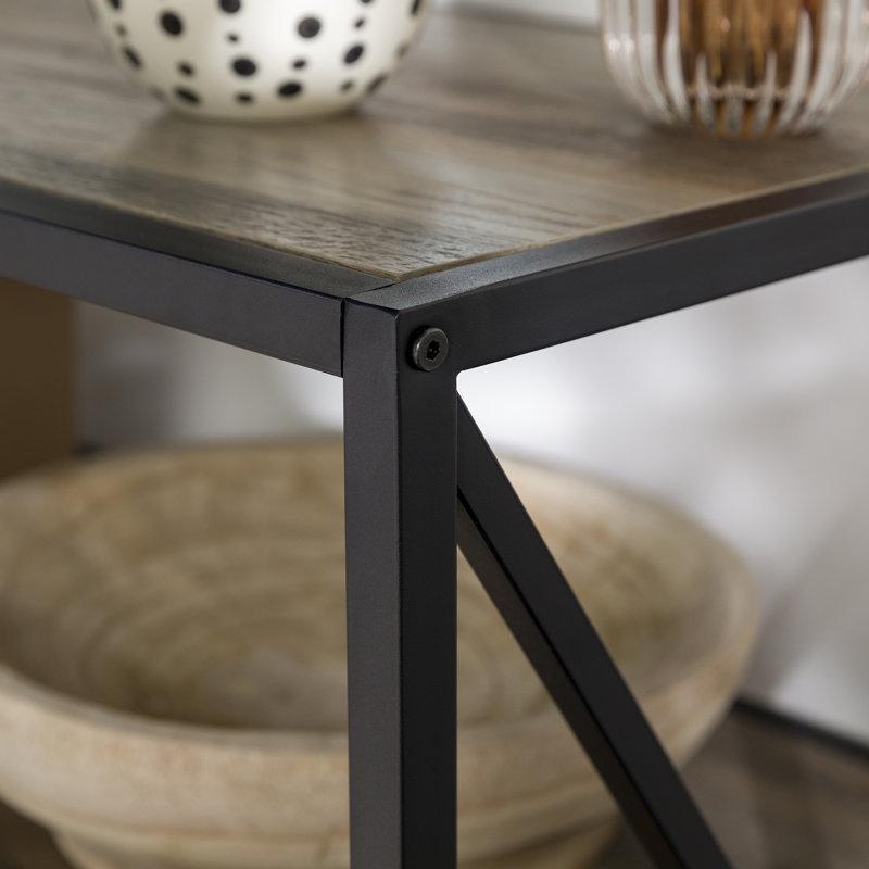 Bibliothèque étagère en métal H 26 po x l 40 po Eulas, 26 po H x 40 po L x 16 po P, Gris délavé