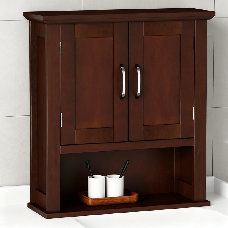 Armoire murale en placage de bois massif avec tablettes réglables, armoire à pharmacie rustique pour le rangement de la salle de bain, de la cuisine et du salon
