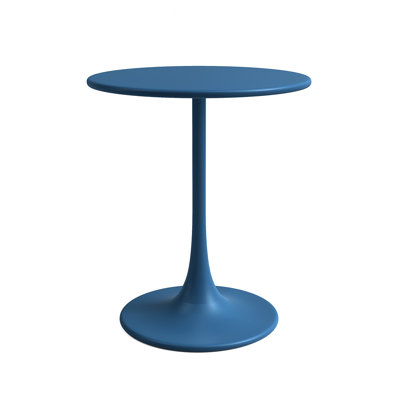 Table de salle à manger ronde en acier et base piédestal Brogel Bistro 24 po pour l'intérieur ou l'extérieur