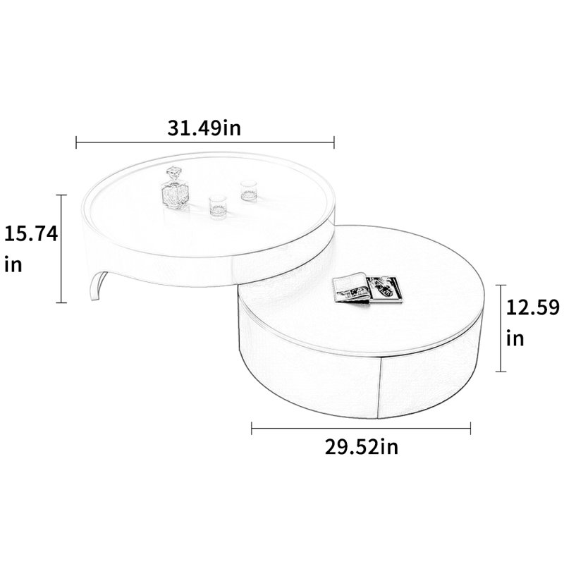 Ensemble de tables basses rondes Modern, H 12,59 po x L 29,52 po x l 29,52 po