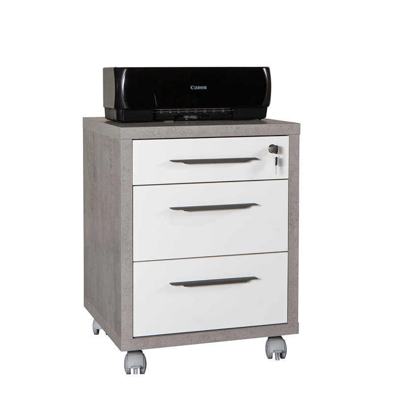 Disegno 3 -Drawer Mobile File Cabinet, Grey/White