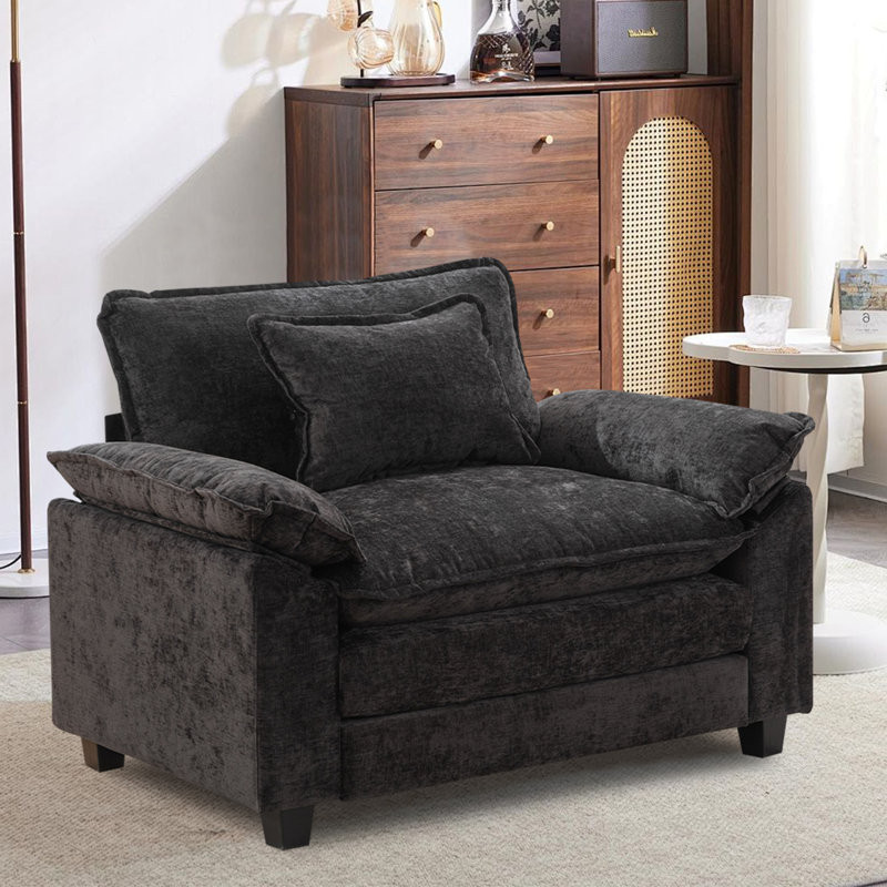 Fauteuil rembourré moderne à siège simple avec coussins Modern, Noir