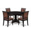 Ensemble de cuisine 5 pièces avec 4 chaises de salle à manger en polyester texturé brun, dossier haut et une table de cuisine moderne au fini noir sablé.-1662195588-1672200588