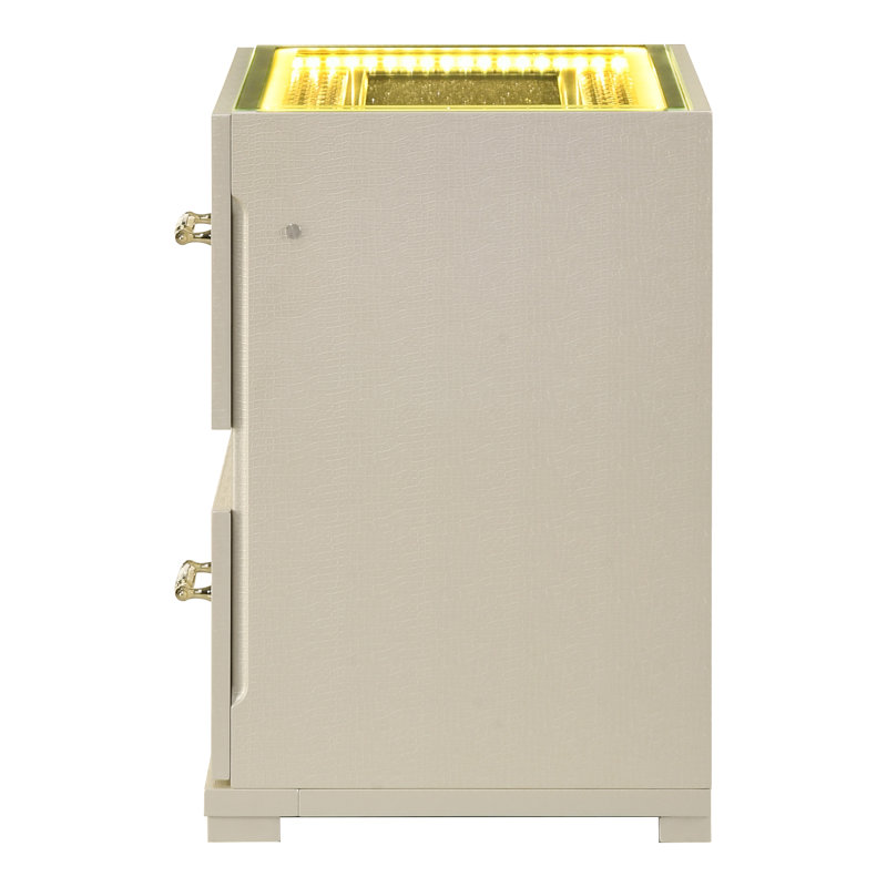 Table de chevet 2 tiroirs Brigette, Beige