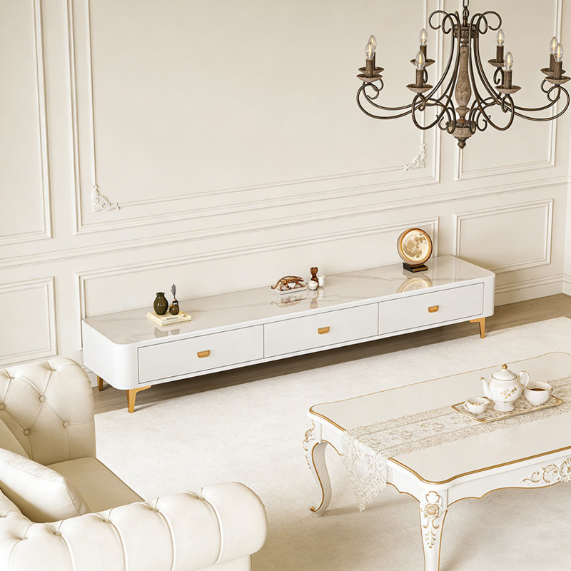 Meuble télé Luxury, 15.35"H x 62.99"L x 13.77"W, Blanc
