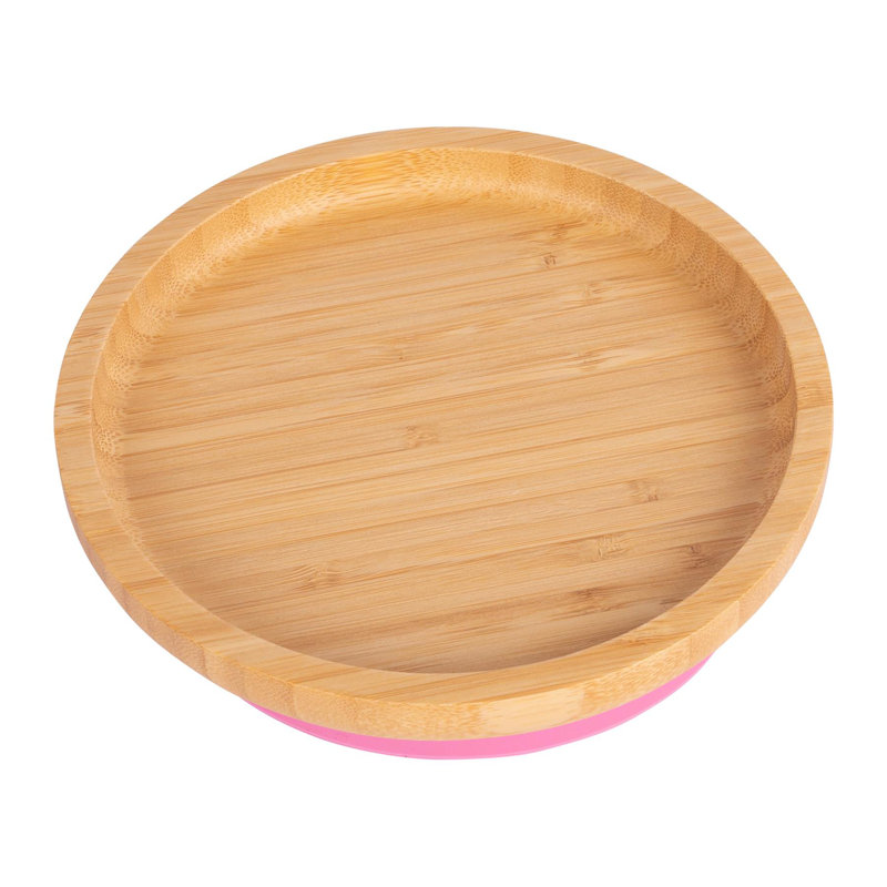 Tiny Dining - Children's Bamboo Suction Round Plate, Pink