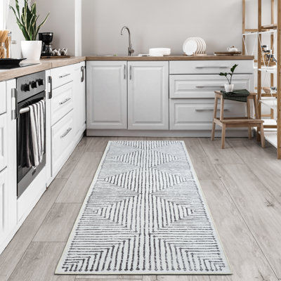 Ebern Designs Washable Non-Slip - Ivory / Black - Entryway, Hallway, Bathroom, and Kitchen