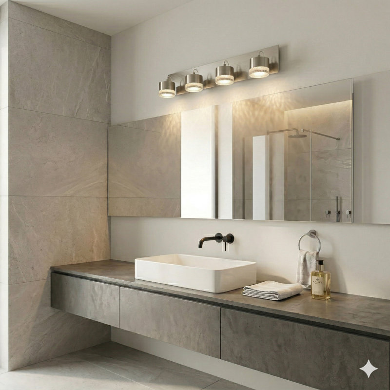 Éclairage pour salle de bain 4 lumières DEL à intensité variable Barnsdall, Nickel, 4