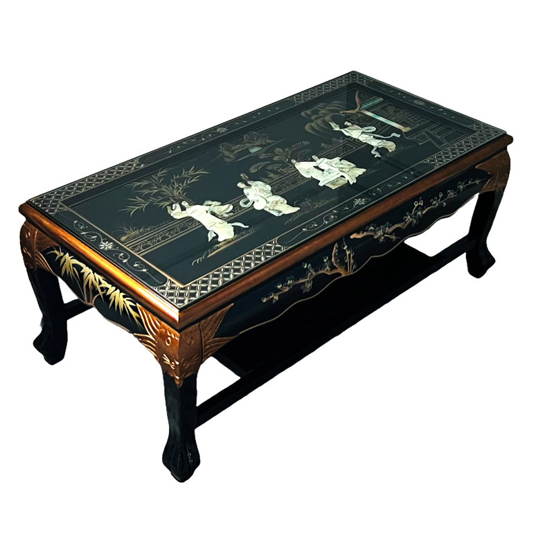 Mother of Pearl Coffee Table with Magazine Shelf Chinese Furniture