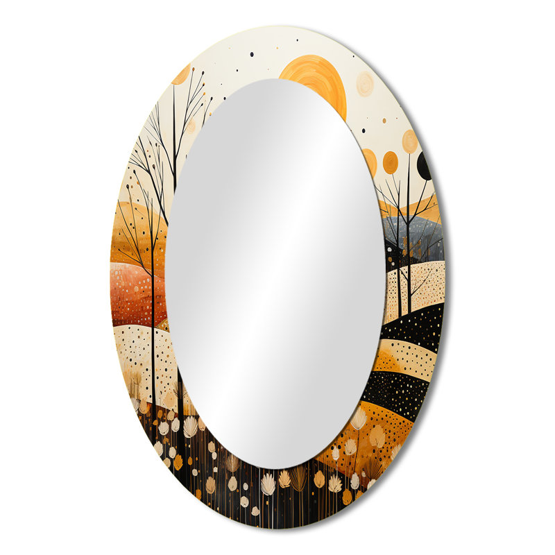 Décoration miroir ovale orange Meadow Bold Geometric Fields II - Orange, 36 po x 24 po