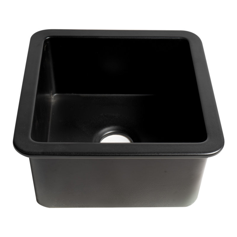 18'' L Single Bowl Fireclay Kitchen Sink, Black Matte