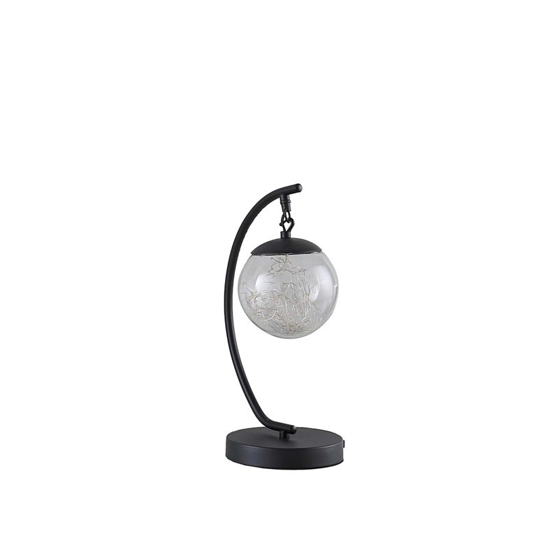 Lampe de table 14 po en verre à DEL multicolore avec orbe et port USB