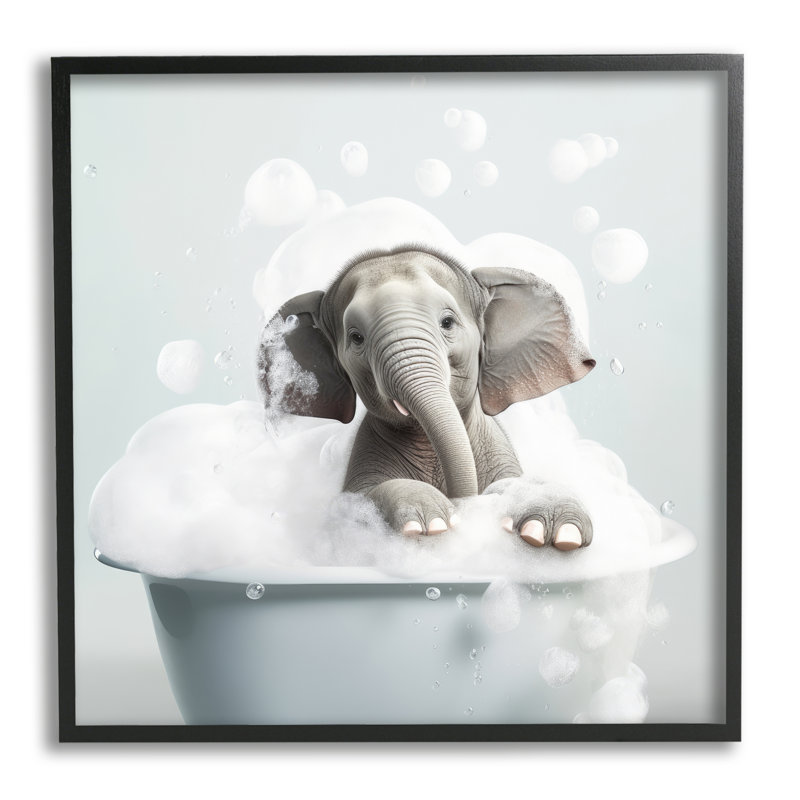 «Elephant Bubble Bath» par Lazar Studio, reproduction sur toile tendue, H 17 po x l 17 po