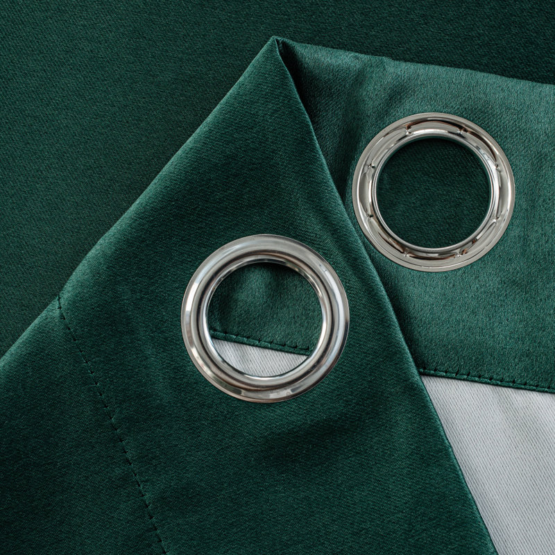 Solid Color 100% Blackout Grommet Curtain Panels (Set of 2), Green, 52" W x 108" L