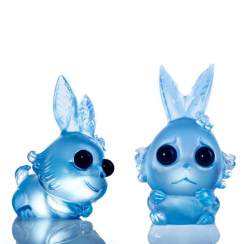 Ensemble de lapins en cristal 2 pièces