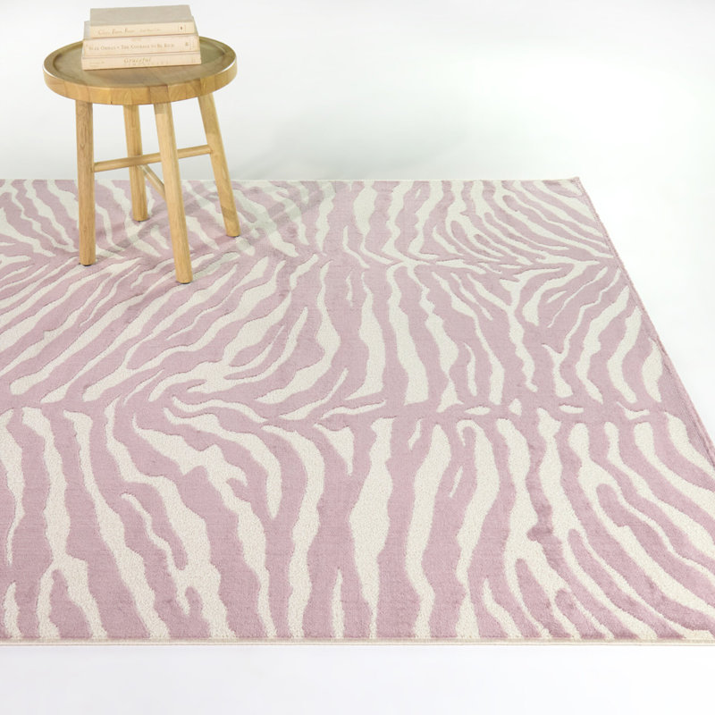 Tapis à imprimé animaux lilas Tayali, 5 pi 3 po x 7 pi, Lilas