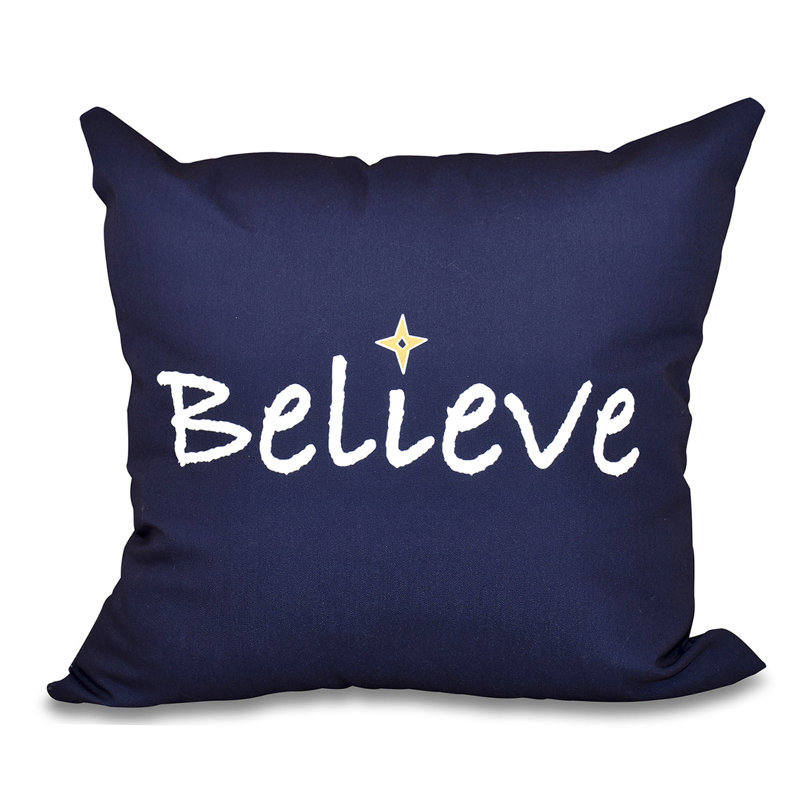 A Way With Words Embroidered Reversible Throw Pillow, Navy Blue, 20" H x 20" W