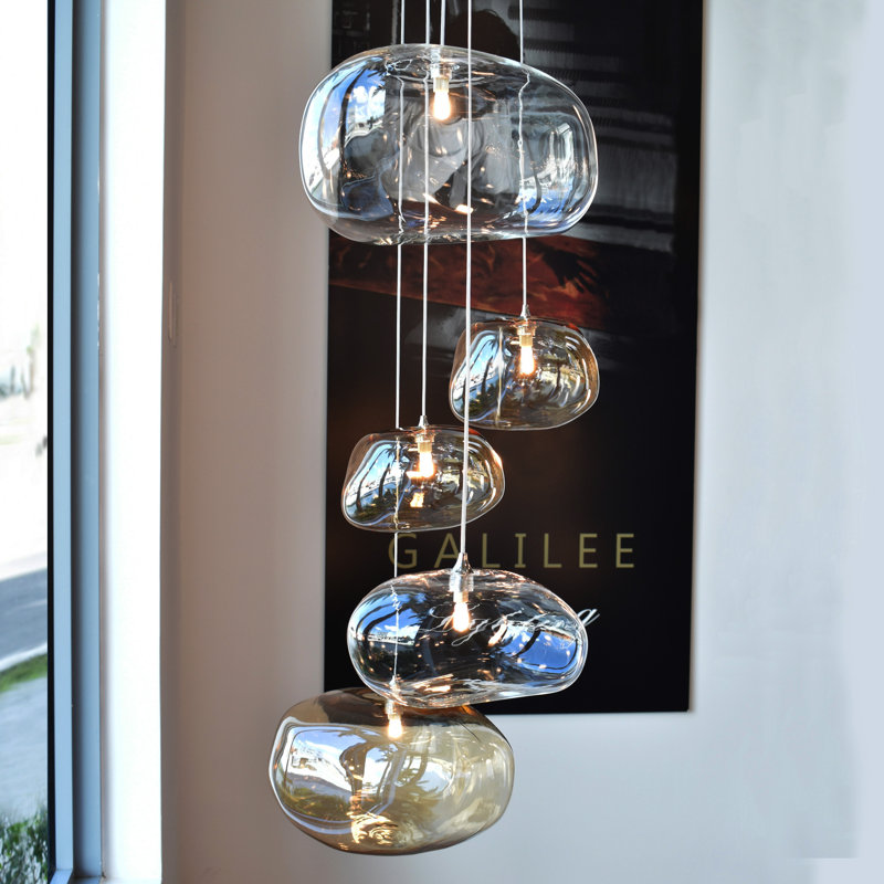 Kloud 1 - Light Single Globe Pendant, Brass, Light Amber, 8" H x 14.6" W x 12" D