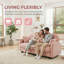 Causeuse modulaire en chenille rose avec dossier capitonné et coussins décoratifs pour petits espaces de vie