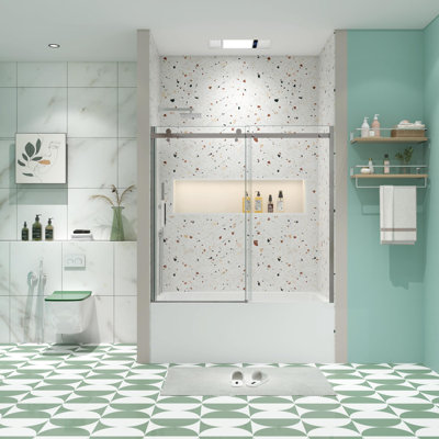 56"-60"W x 58"H Aluminum Framed Tub Door