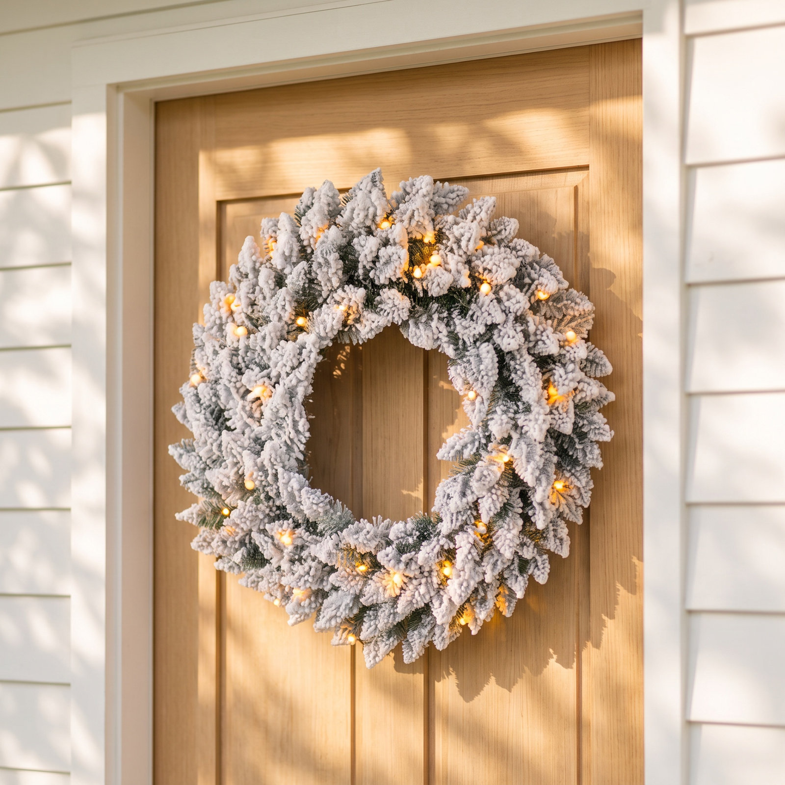 Heyder 24" W 35-Light Snow-Flocked LED Christmas Wreath