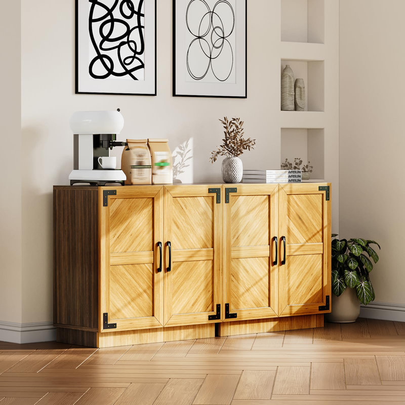 Buffet 31,5 "avec rangement Farmhouse, bar à café moderne avec portes et tablette réglable