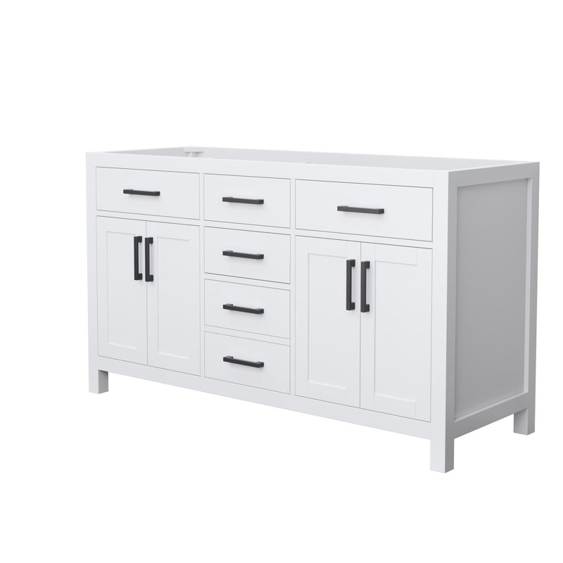 Base de meuble-lavabo double autoportant 59 po Beckett, Blanc / noir mat