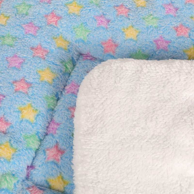 Betsy-Mae Geometric Fleece Pet Bed, Extra Small (19.7" W x 15.7" D x 0.8" H), Blue