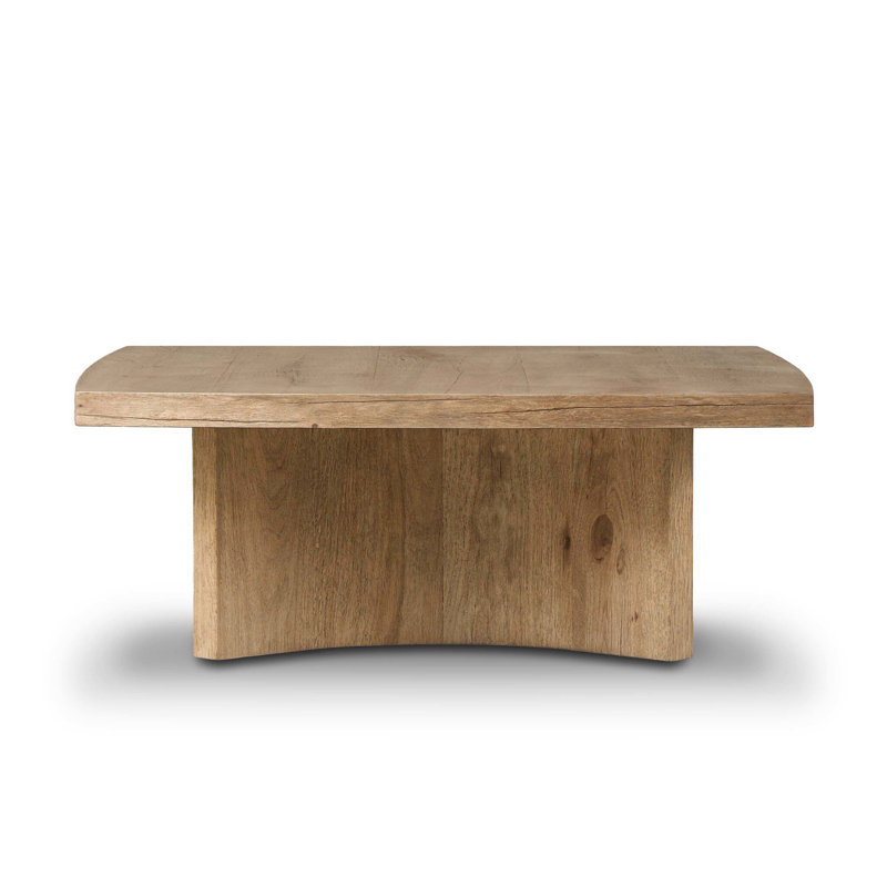 Brezhoneg Pedestal Coffee Table, 16" H x 42" L x 42" W, Rustic Oak